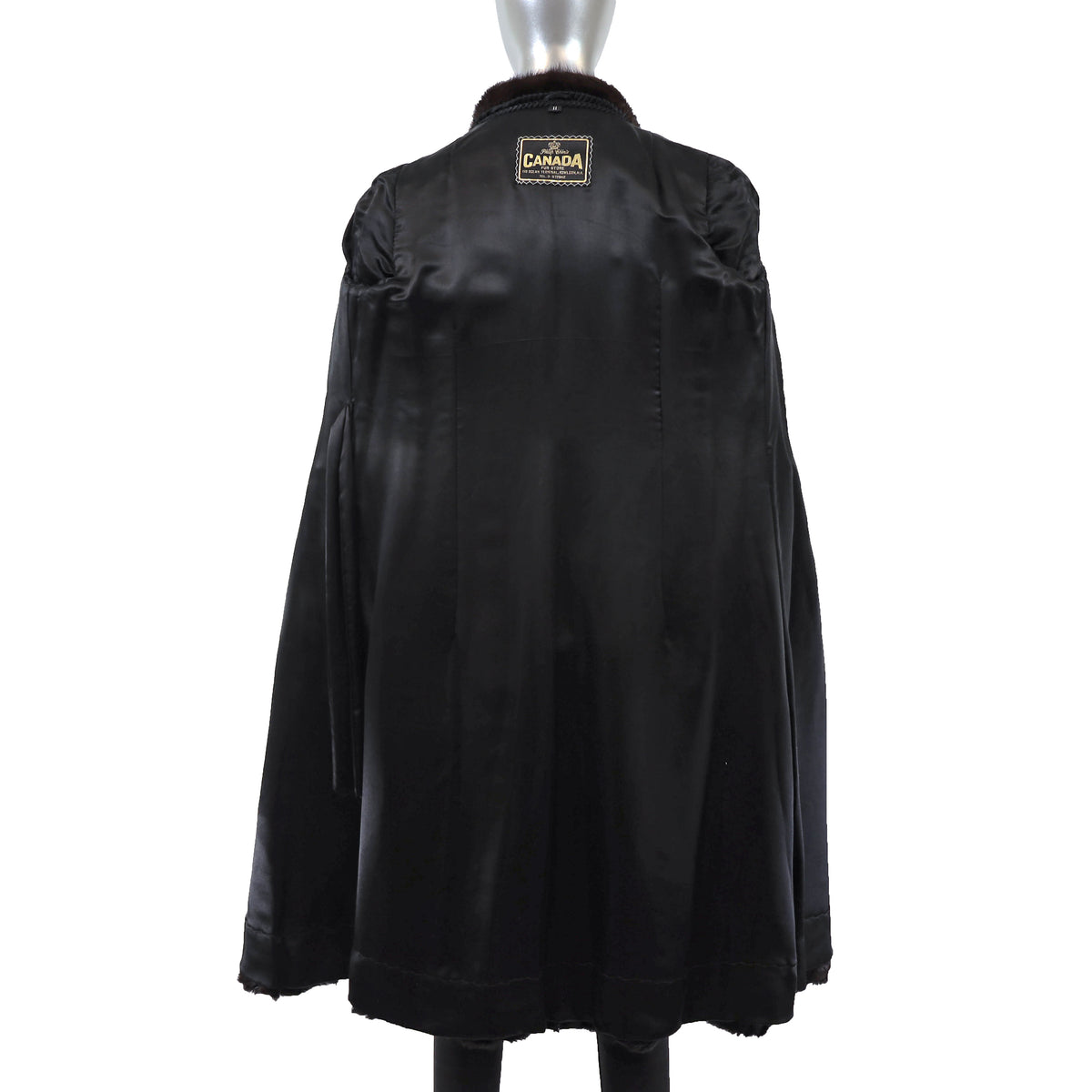 Black Swakara Lamb Coat with Mink Collar- Size S