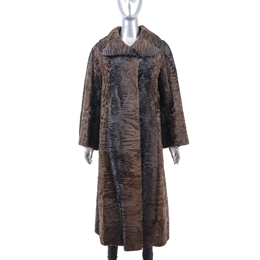 Brown Swakara Lamb Coat- Size M