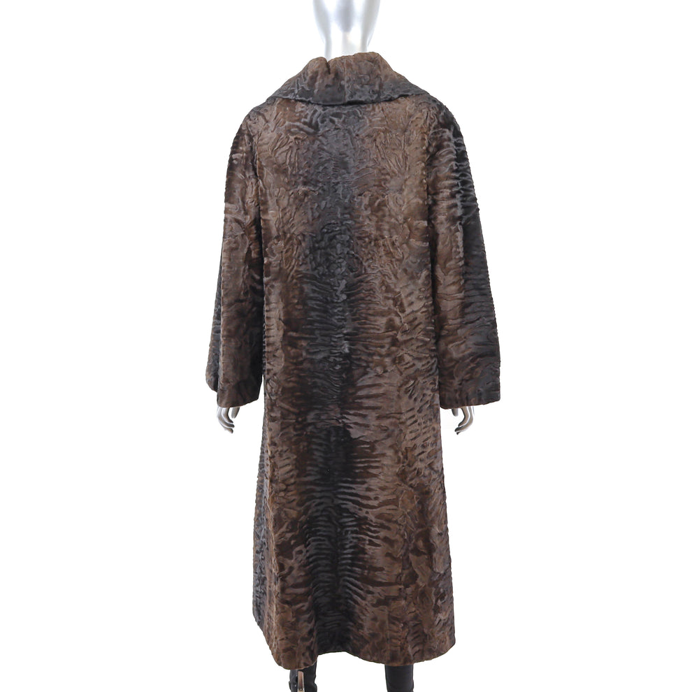 Regular Brown Color Brown Swakara Lamb Coat- Size M – VintageFurs