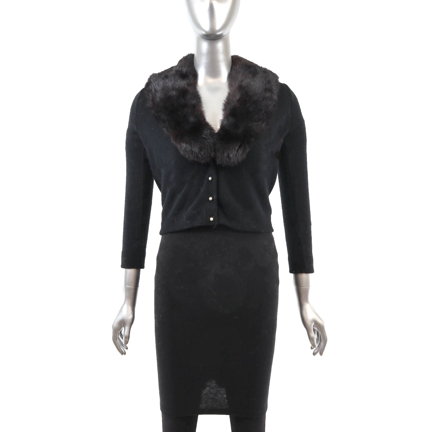 Black Sweater with Rabbit Collar- Size XS