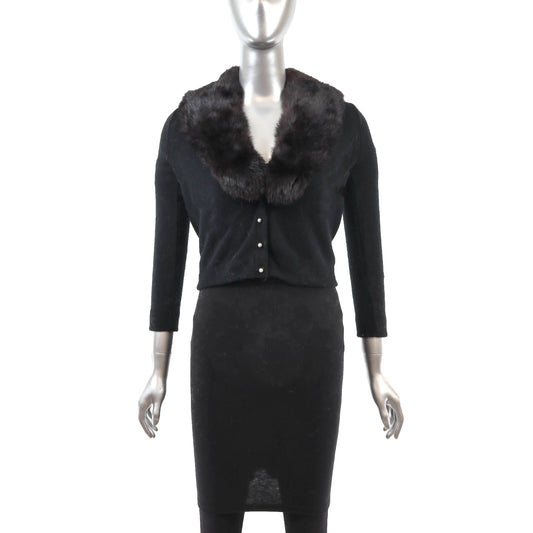 Black Sweater with Rabbit Collar- Size XS
