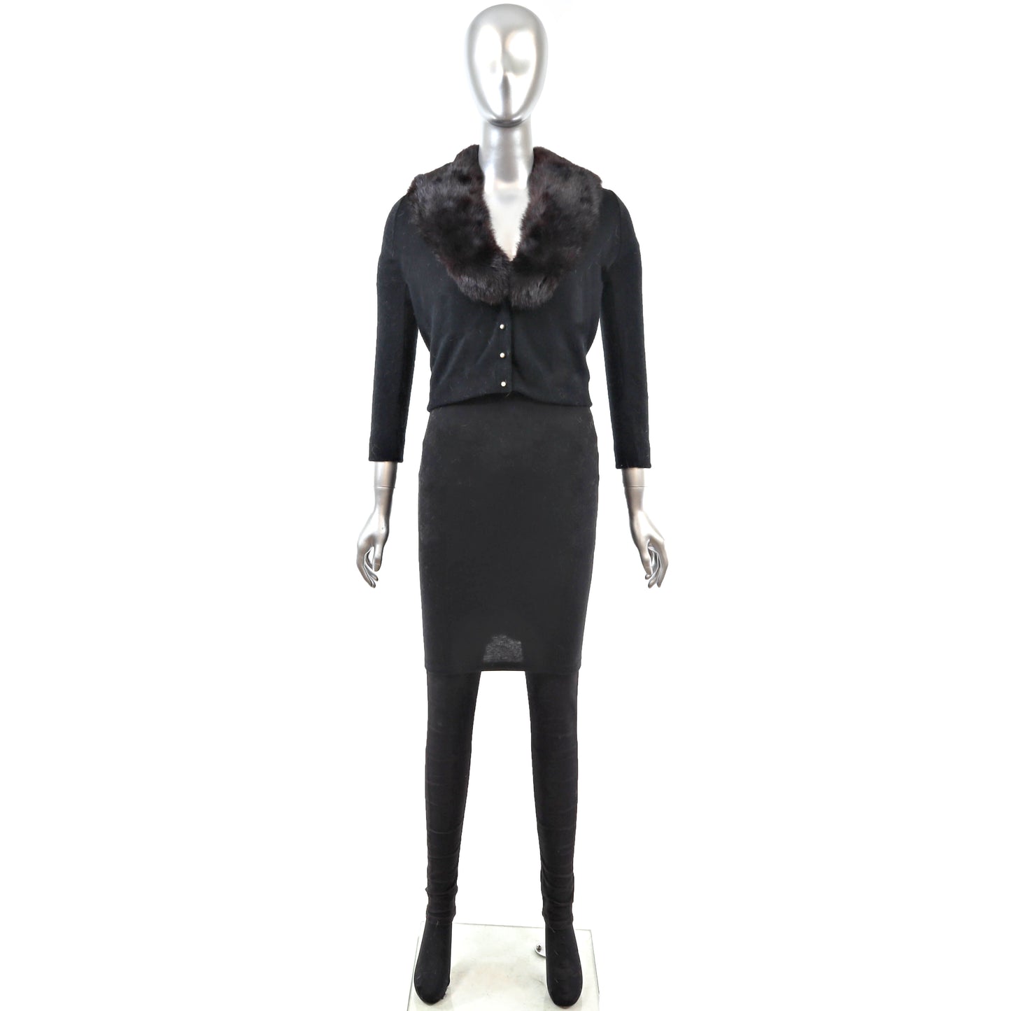 Black Sweater with Rabbit Collar- Size XS