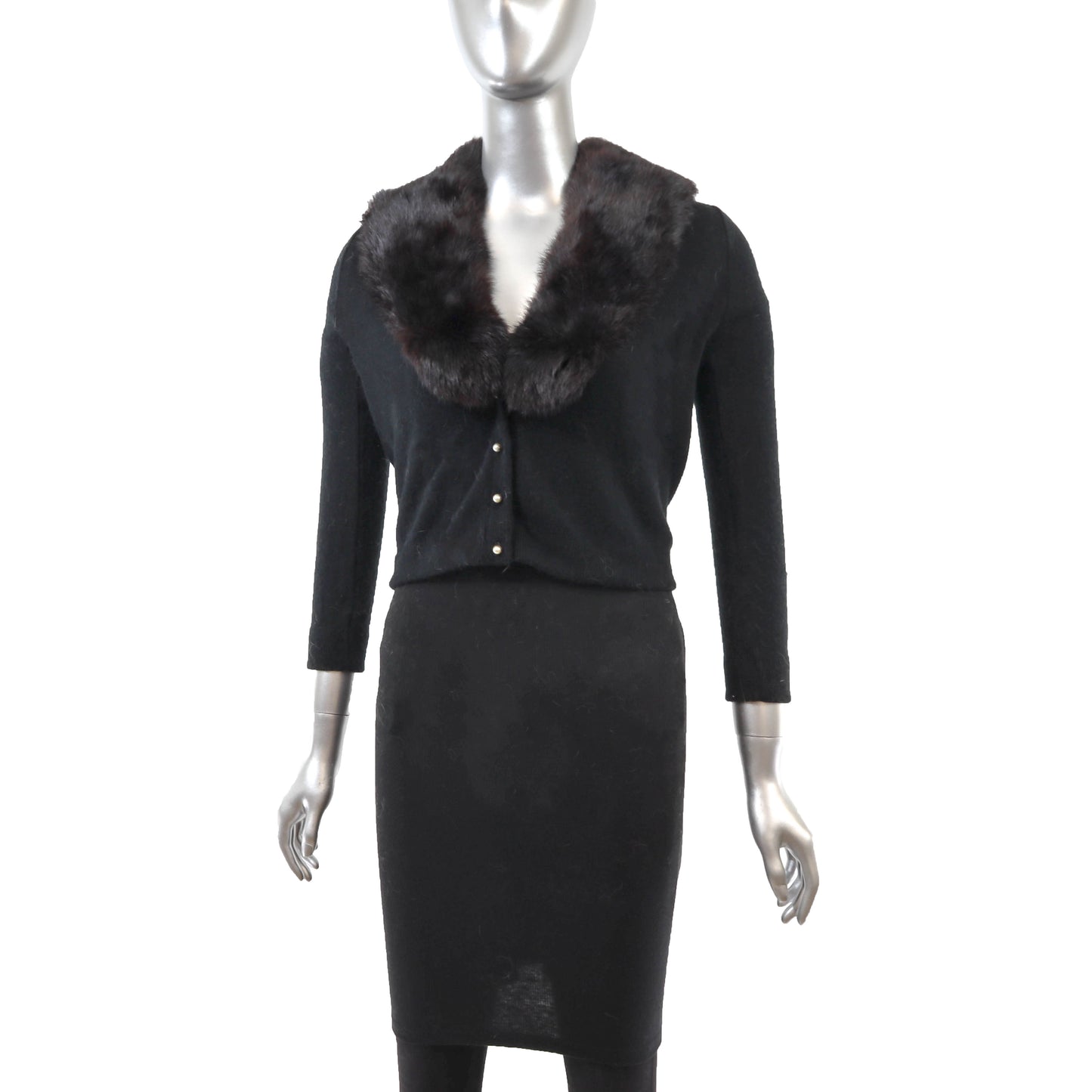 Black Sweater with Rabbit Collar- Size XS