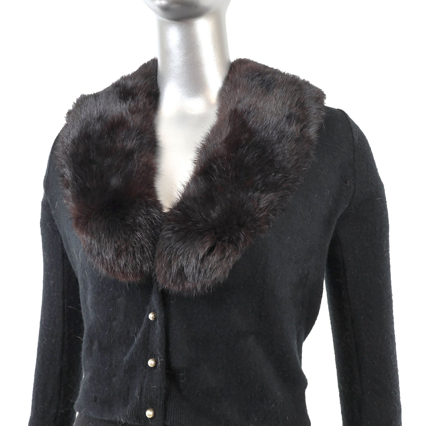 Black Sweater with Rabbit Collar- Size XS