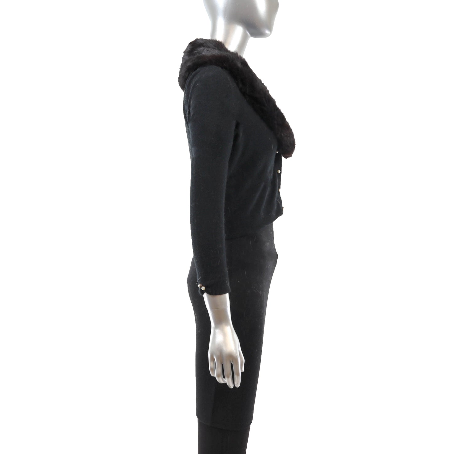 Black Sweater with Rabbit Collar- Size XS
