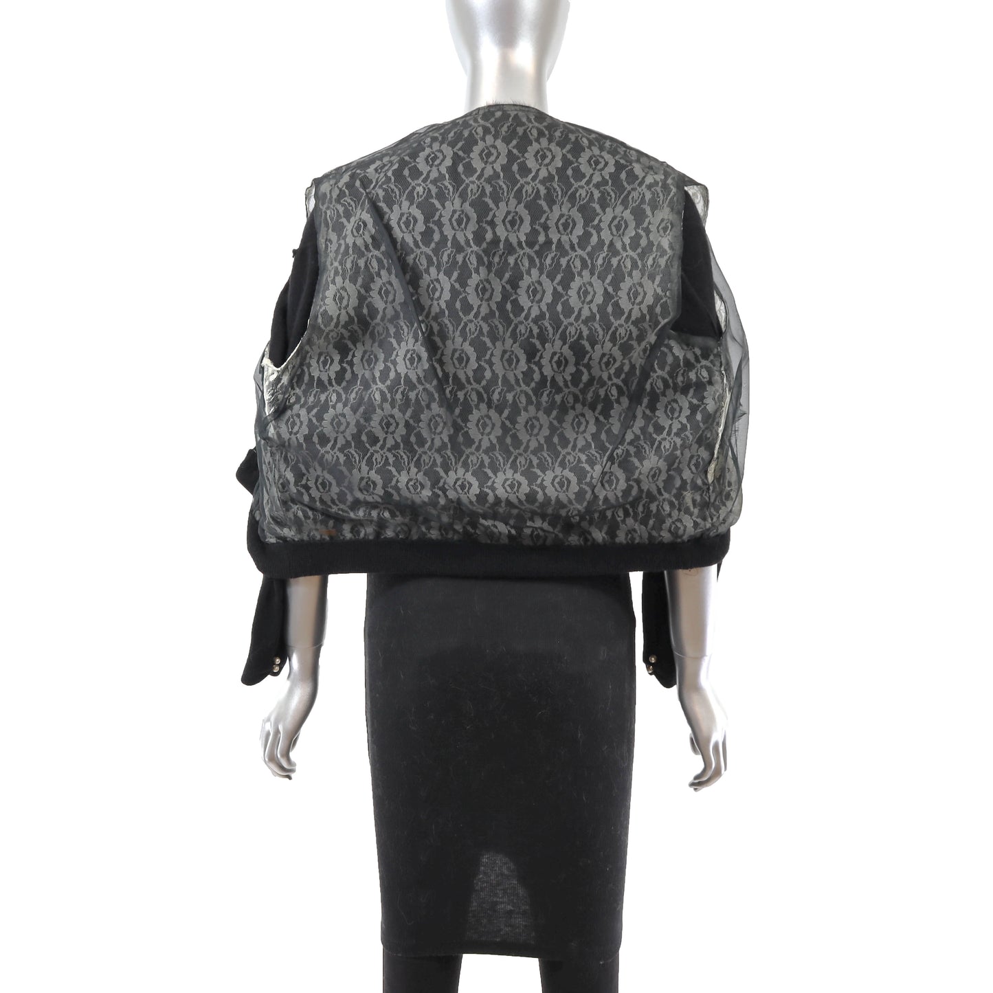 Black Sweater with Mink Collar- Size XS