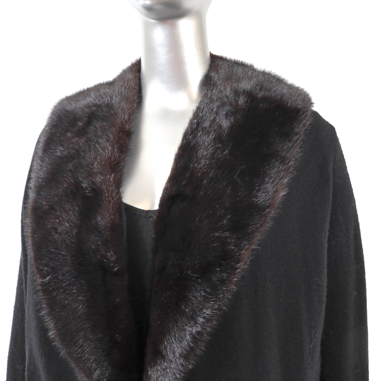 Black Sweater with Mink Collar- Size XS