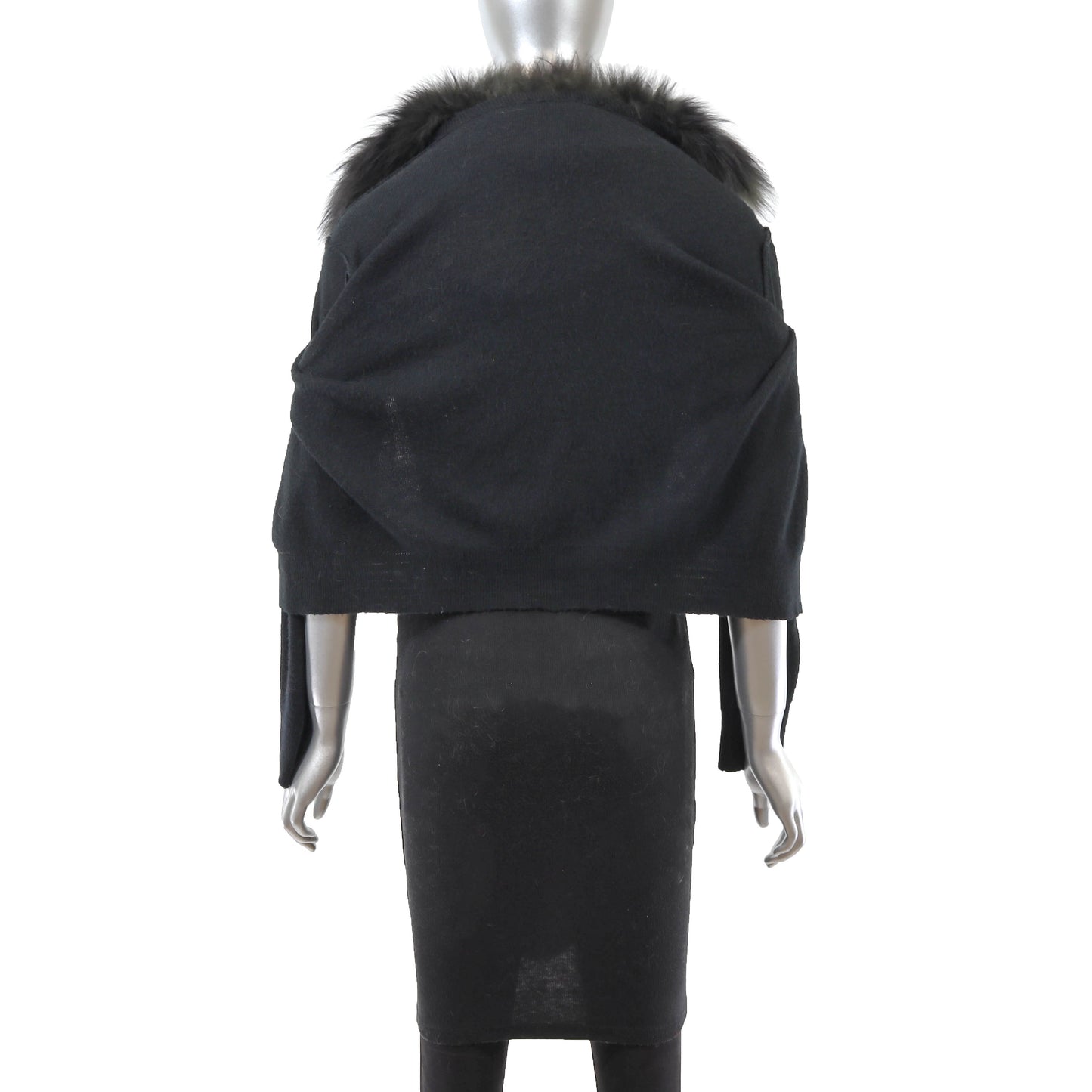 Black Sweater with Fox Collar- Size S