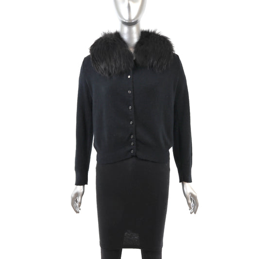 Black Sweater with Fox Collar- Size S