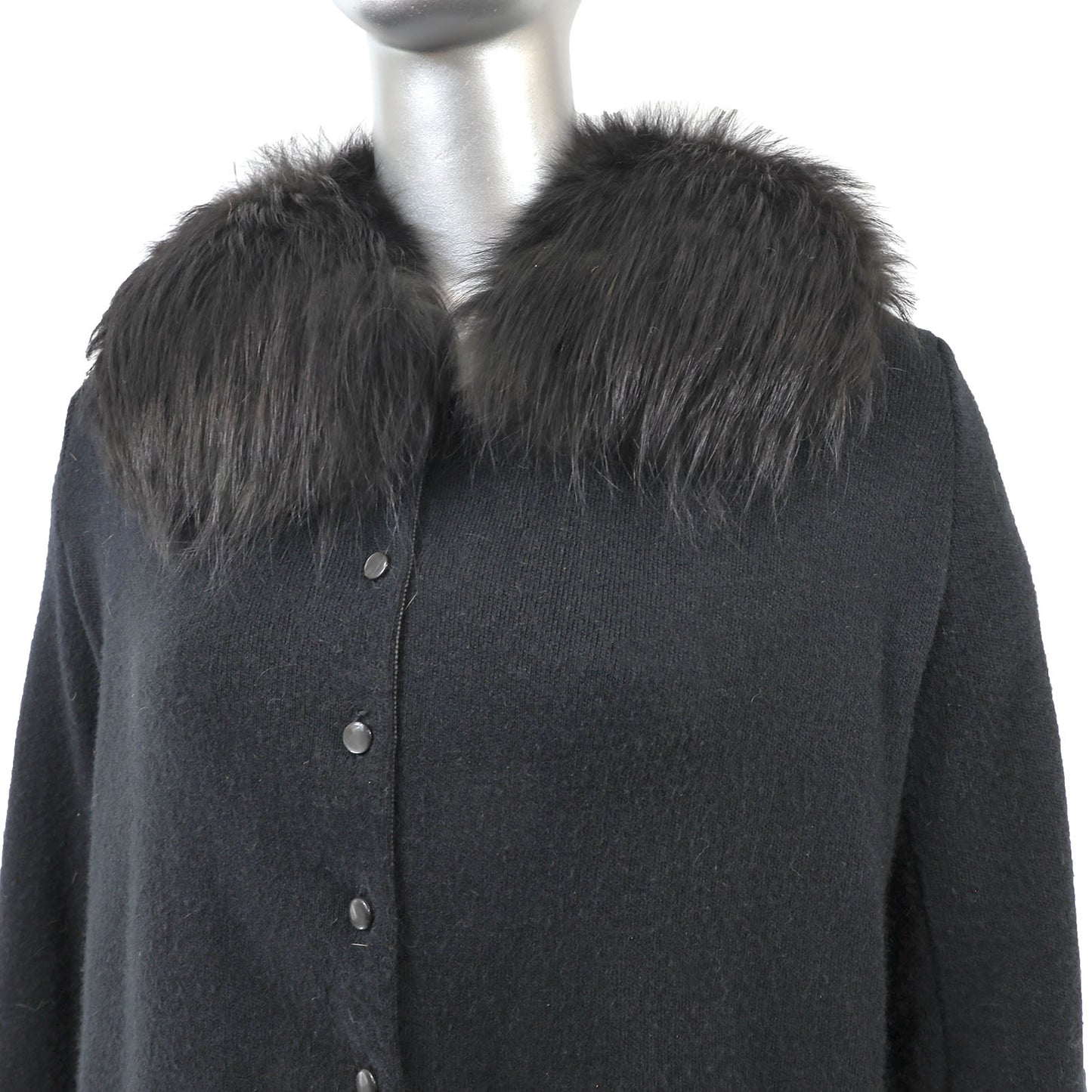 Black Sweater with Fox Collar- Size S
