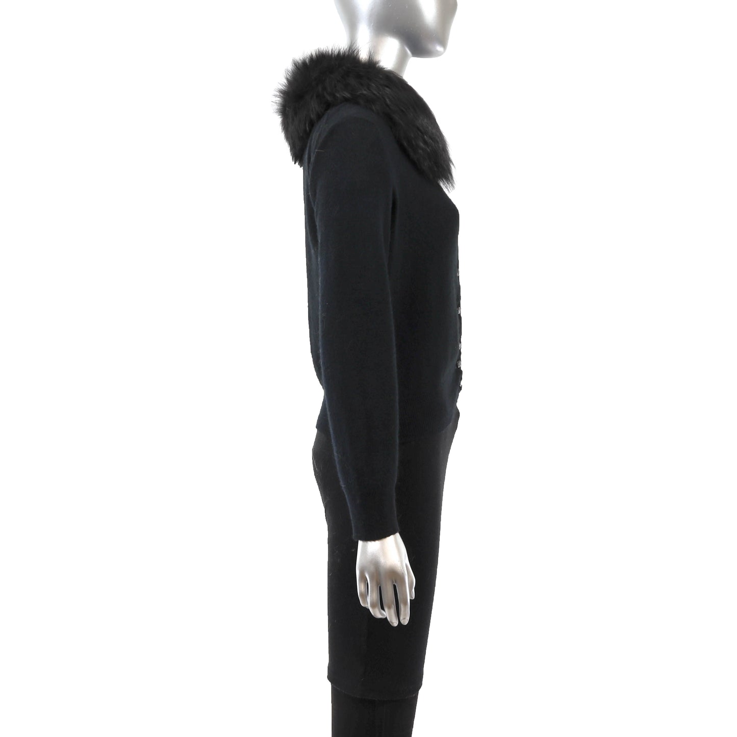 Black Sweater with Fox Collar- Size S