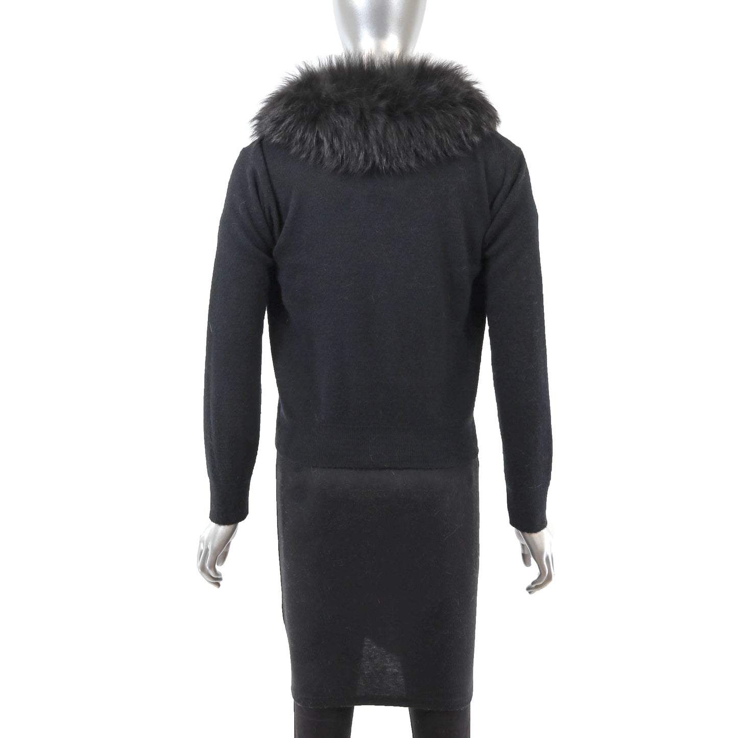 Black Sweater with Fox Collar- Size S