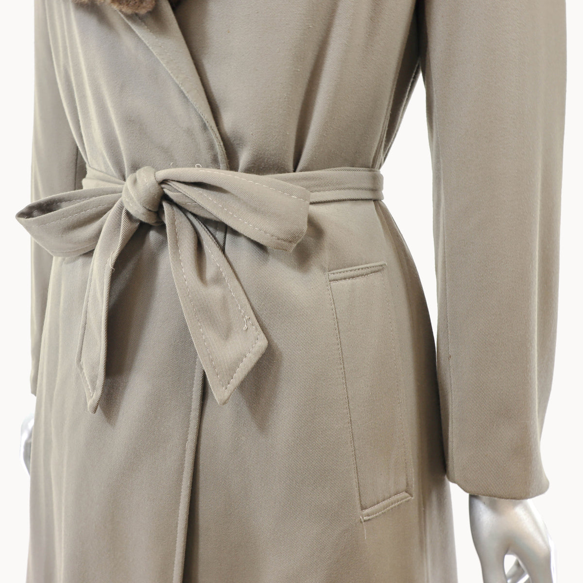 Taffeta Coat with Sheared Nutria Detachable Lining and Opossum Collar- Size S-M