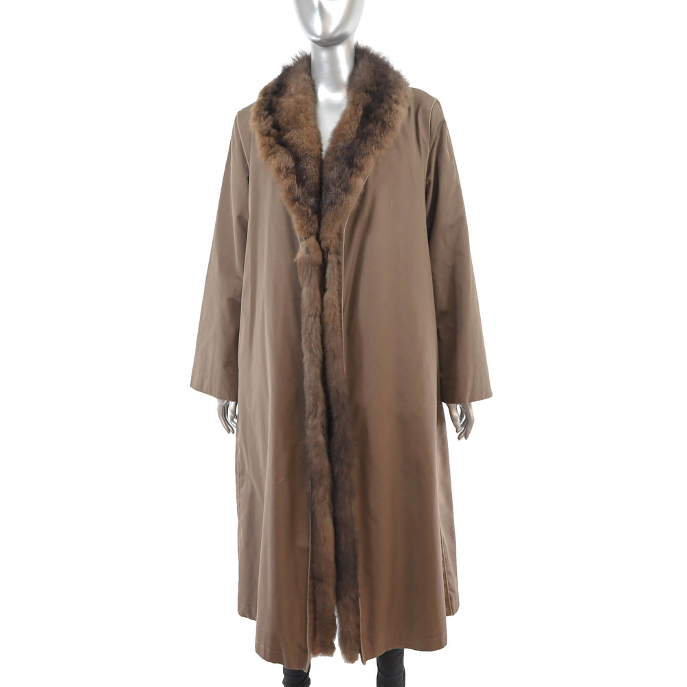 Taffeta Coat with Removable Opossum Lining- Size L