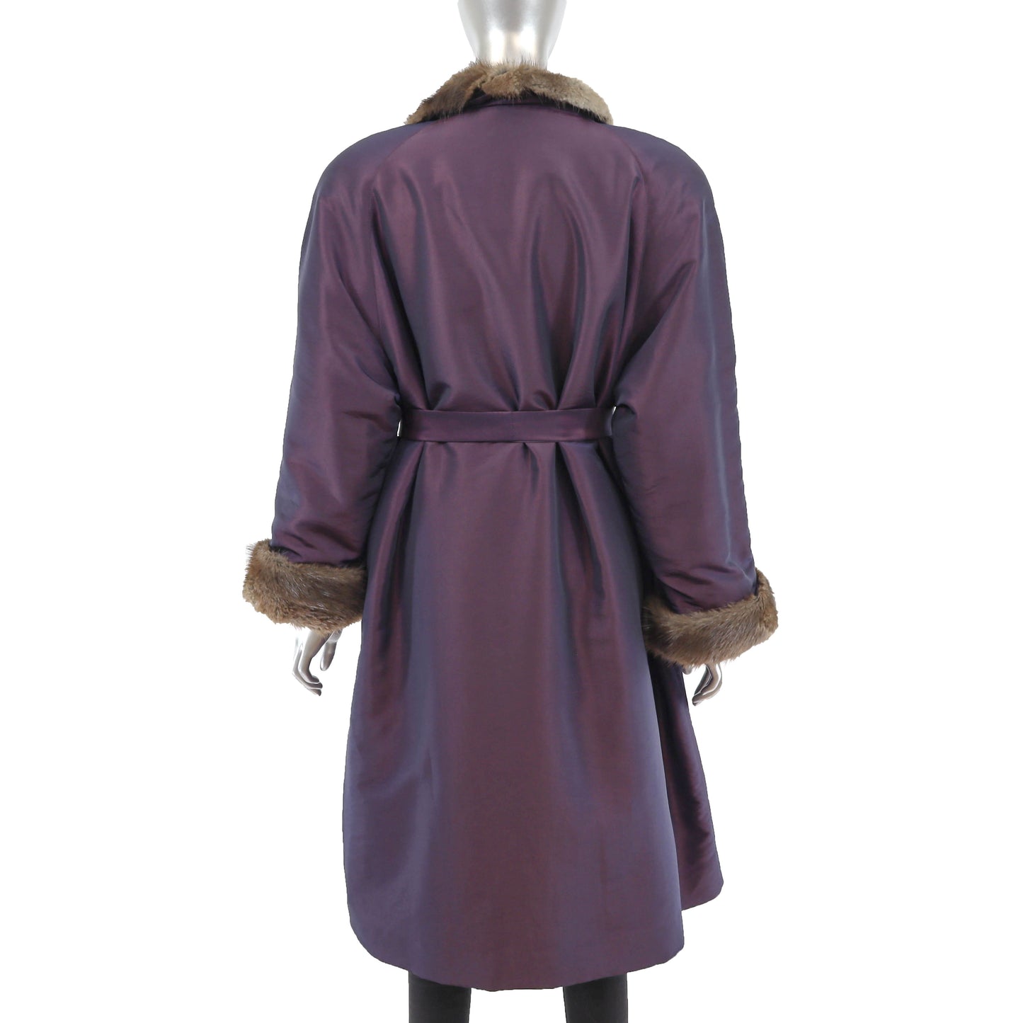 Taffeta Coat with Detachable Muskrat Lining- Size L