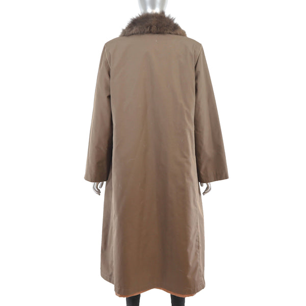 Taffeta Coat with Removable Opossum Lining- Size L