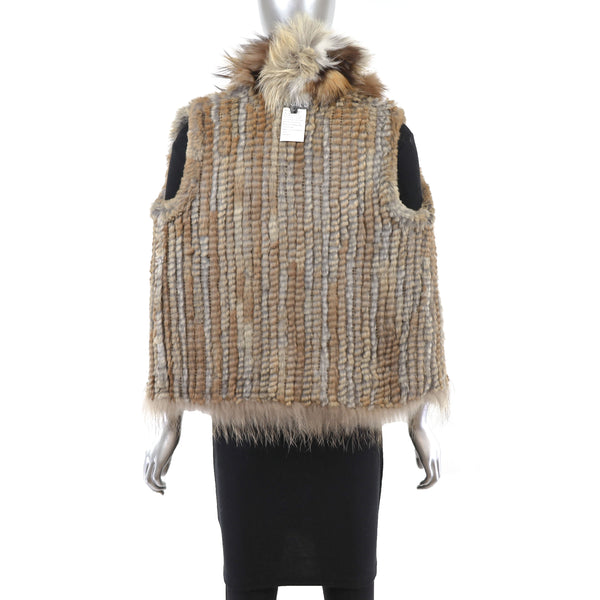 Knitted Rabbit Vest with Fox Trim- Size S