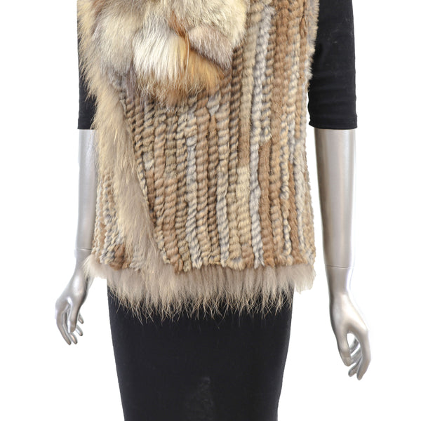 Knitted Rabbit Vest with Fox Trim- Size S