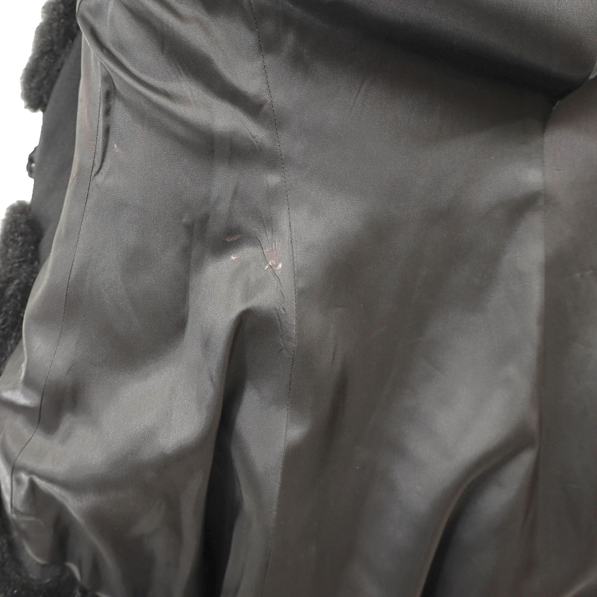 Black Wool Coat with Opossum Trim- Size XS-S