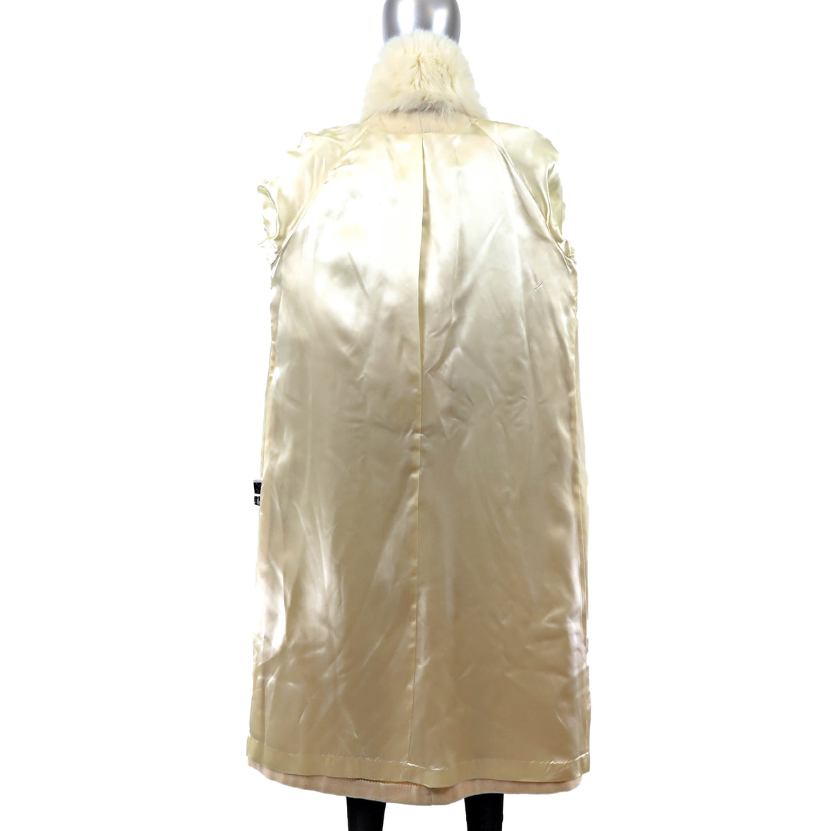 Cream Wool Coat with Fox Collar- Size L
