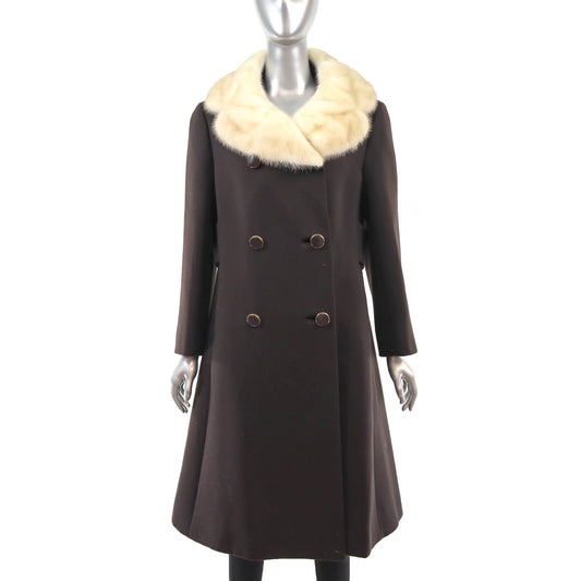 Wool Coat with Mink Collar- Size M