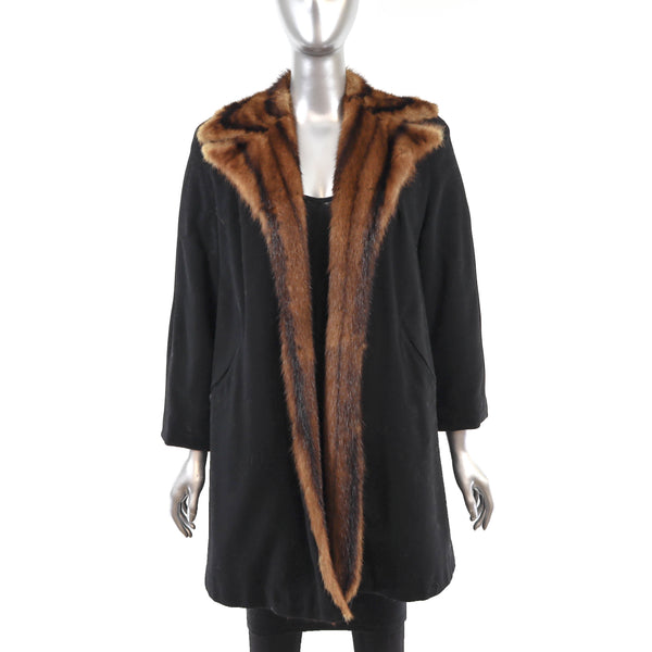 Wool Coat with Chinese Mink Lining- Size M