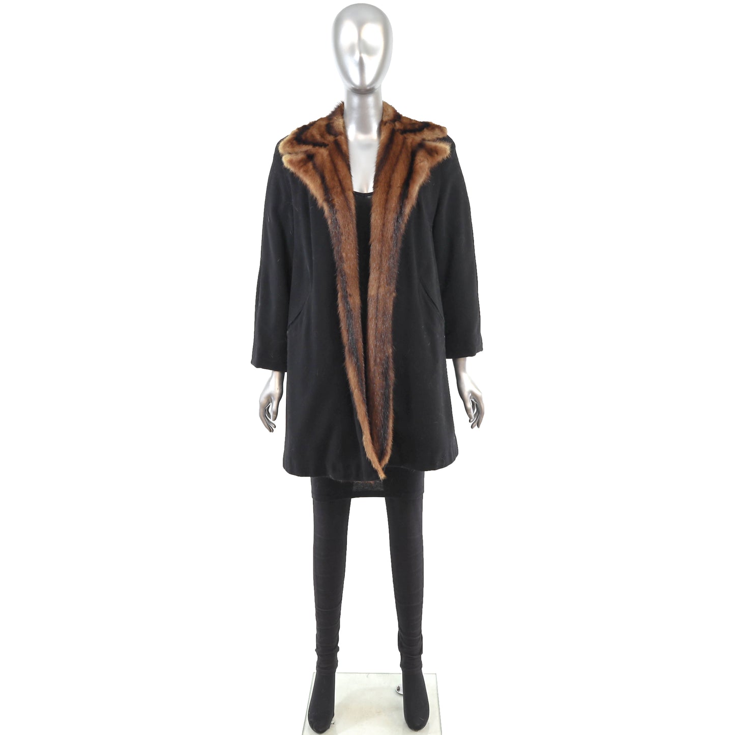 Wool Coat with Chinese Mink Lining- Size M
