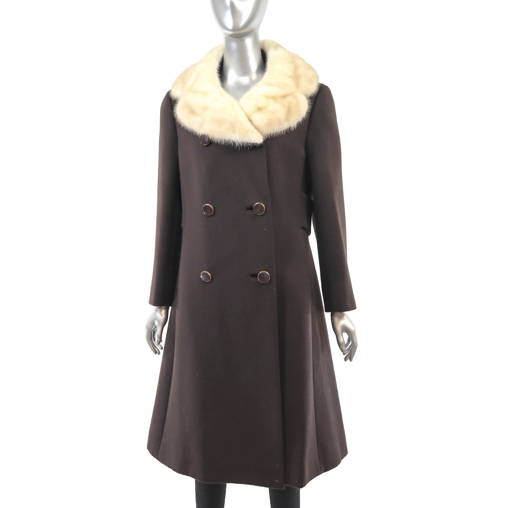 Wool Coat with Mink Collar- Size M