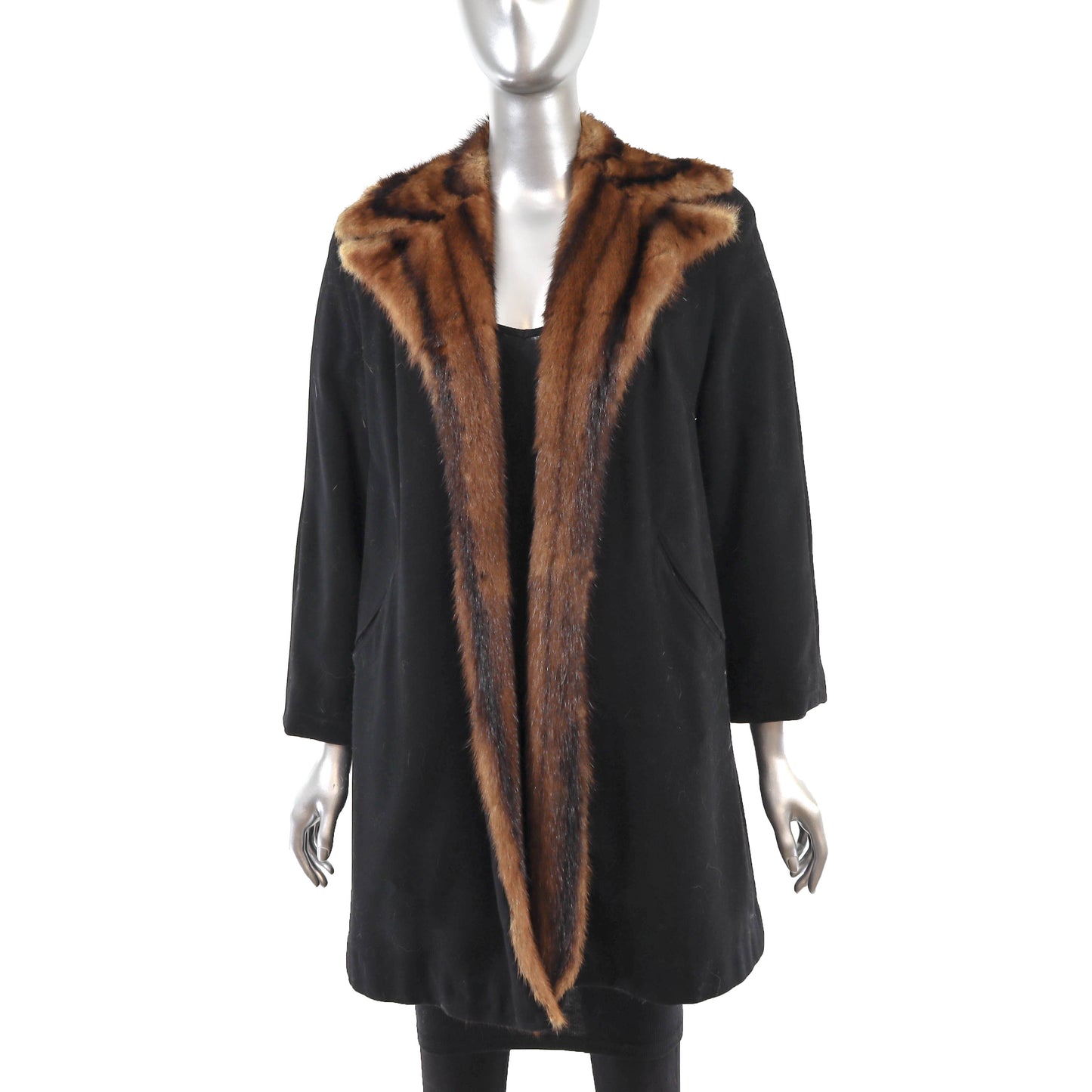 Wool Coat with Chinese Mink Lining- Size M