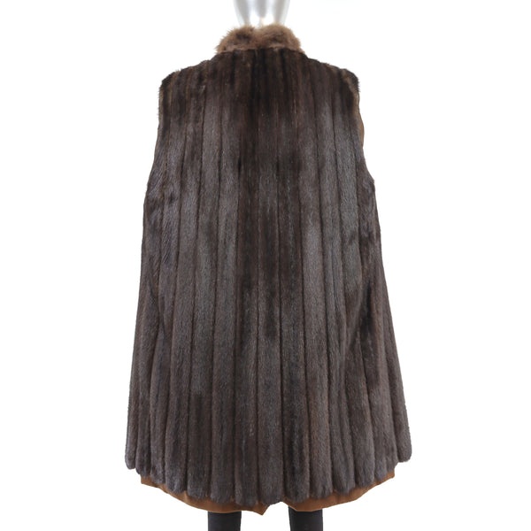 Wool Coat with Mink Lining and Sable Collar- Size XL