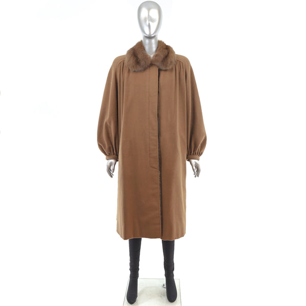 Wool Coat with Mink Lining and Sable Collar- Size XL