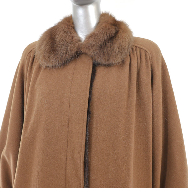 Wool Coat with Mink Lining and Sable Collar- Size XL