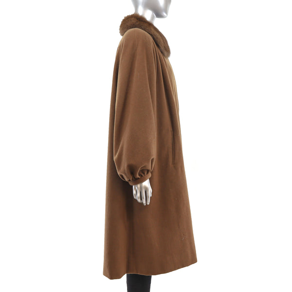 Wool Coat with Mink Lining and Sable Collar- Size XL