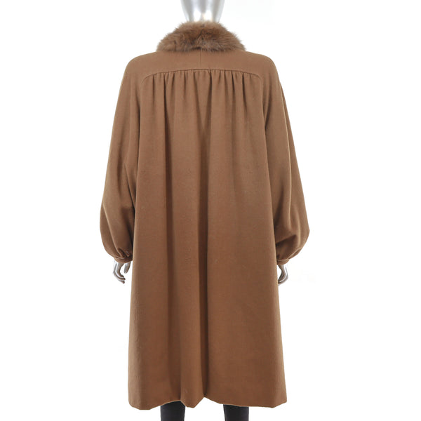 Wool Coat with Mink Lining and Sable Collar- Size XL