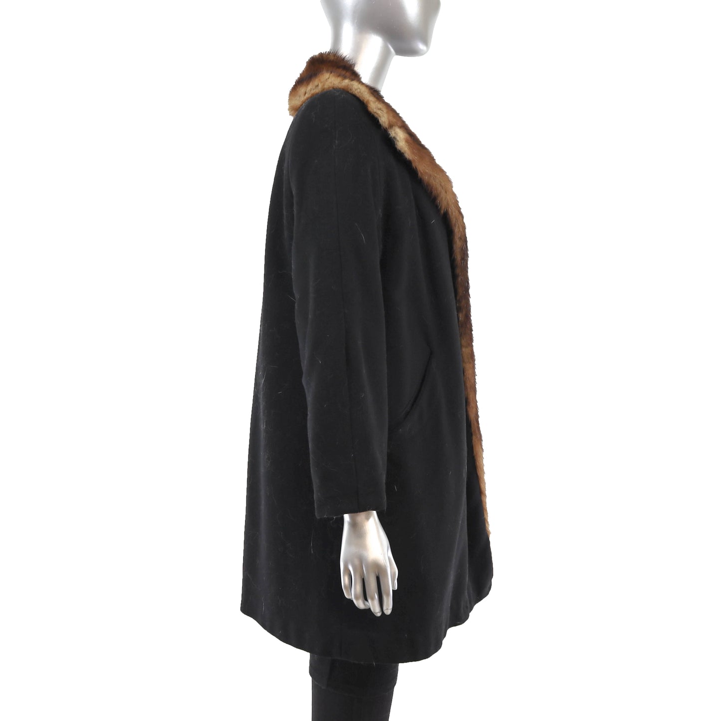 Wool Coat with Chinese Mink Lining- Size M