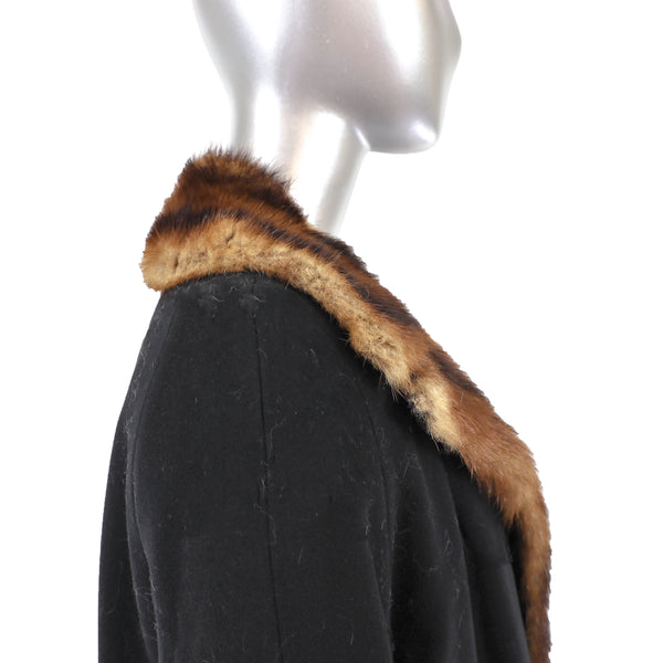 Wool Coat with Chinese Mink Lining- Size M