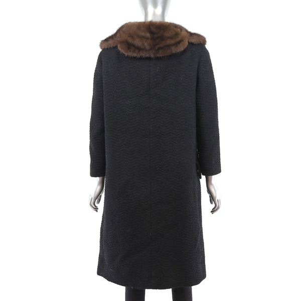 Wool Coat with Mink Collar- Size L