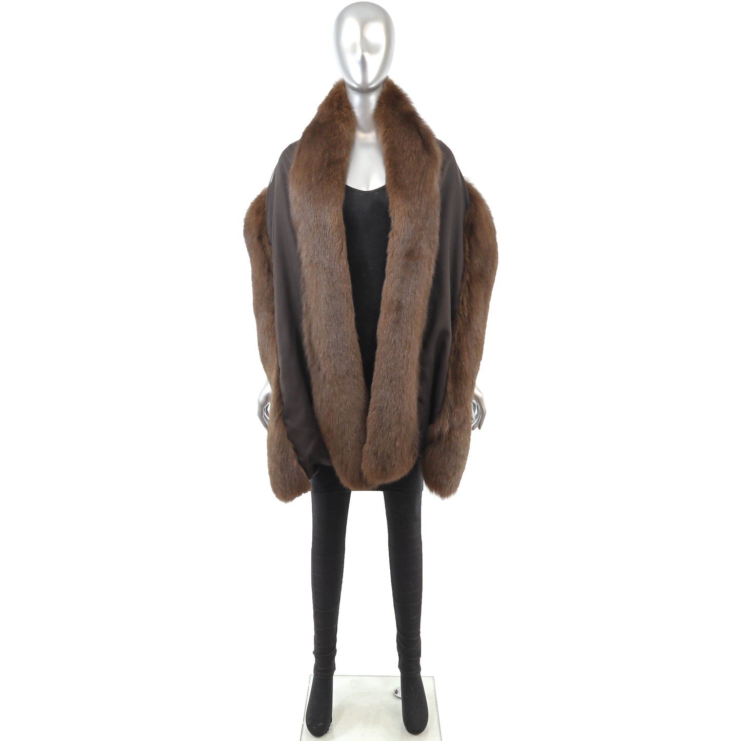 Brown Wrap with Fox Trim- Size Free