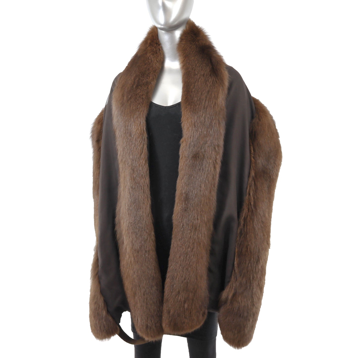 Brown Wrap with Fox Trim- Size Free