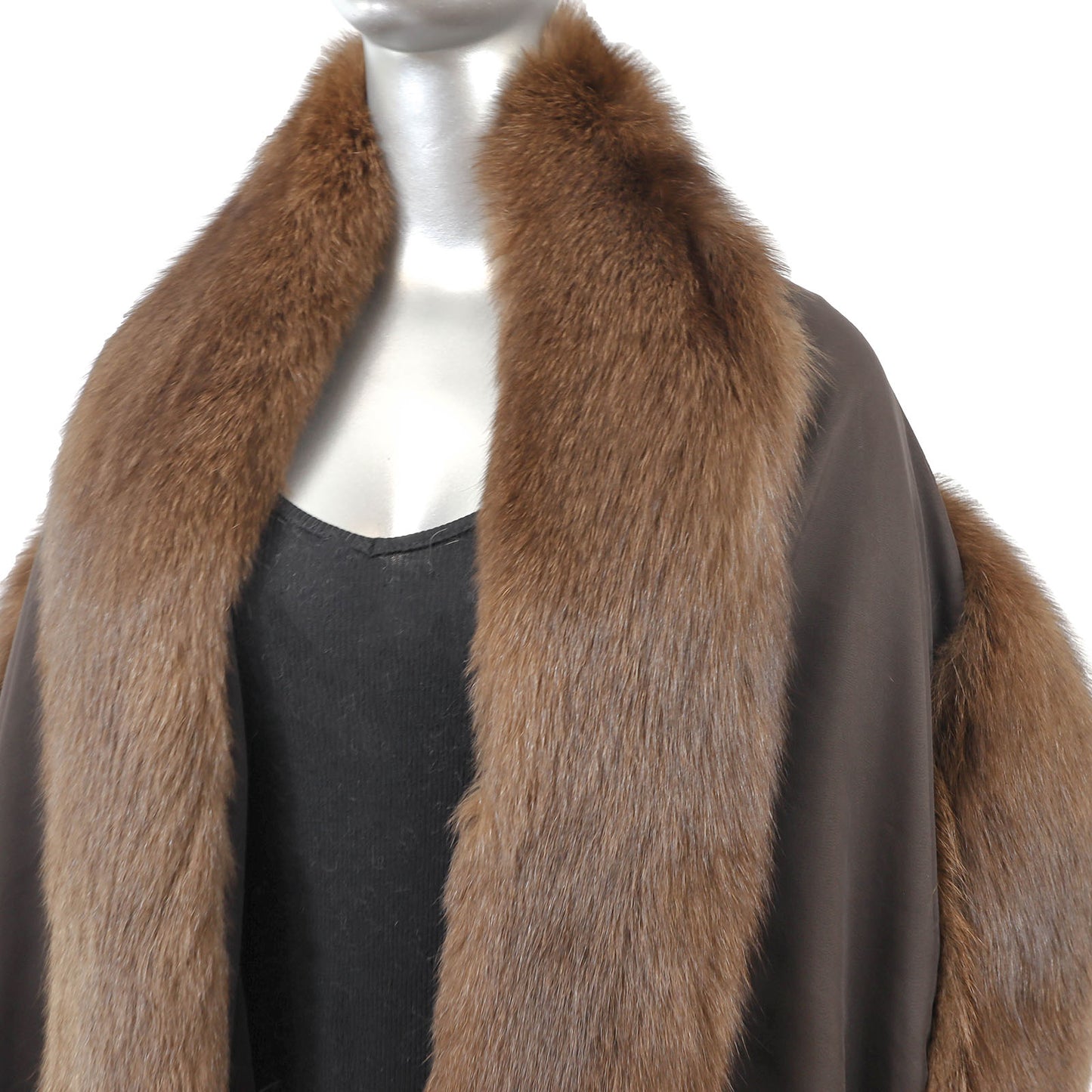 Brown Wrap with Fox Trim- Size Free