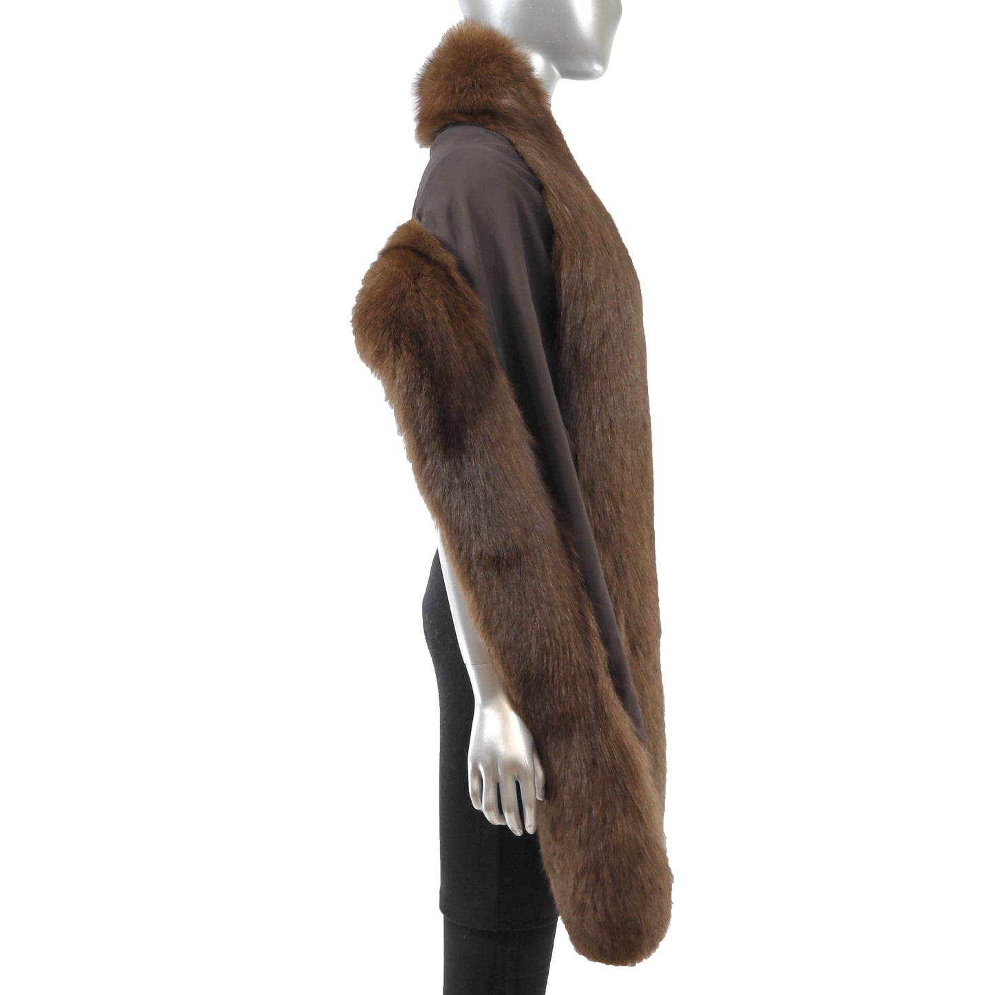 Brown Wrap with Fox Trim- Size Free