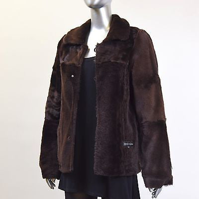 Dark Brown Lamb Shearling Fur Jacket - Size S - Pre-Owned