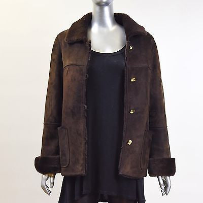 Dark Brown Lamb Shearling Fur Jacket - Size S - Pre-Owned