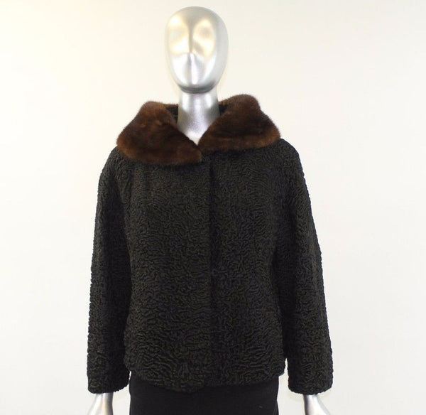 Black Lamb Fur Jacket Size S