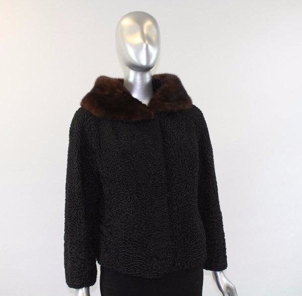 Black Lamb Fur Jacket Size S