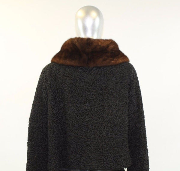 Black Lamb Fur Jacket Size S