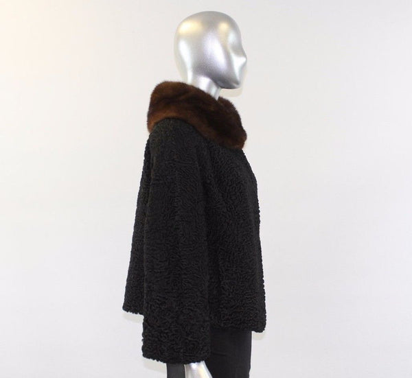 Black Lamb Fur Jacket Size S