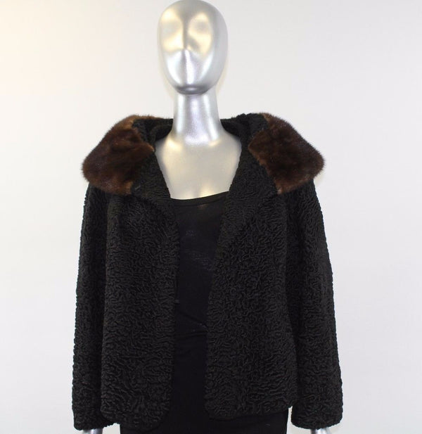 Black Lamb Fur Jacket Size S