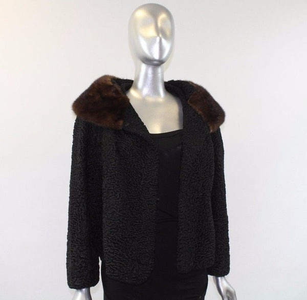 Black Lamb Fur Jacket Size S