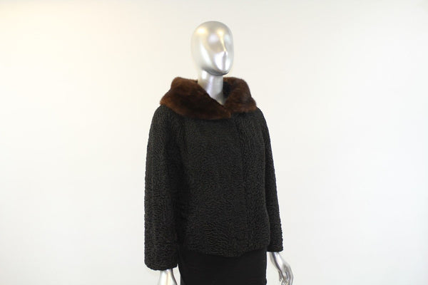 Black Lamb Fur Jacket Size S